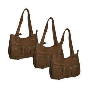 Bolso de hombro de diseño para mujer, hecho de cuero PU, bolso al por mayor con bolsillos con cremallera para uso diario. - Product Image 3