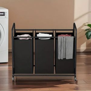 Cesto Portabiancheria con Ruote da 240 Litri, Resistente, con 3 Sacchi in Tessuto Durevole, Ruote Bloccabili e Sacchi Rimovibili - Product Image 5