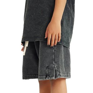 Wholesale Custom Logo Men's Acid Wash <b>Shorts</b> Oversized Street Style Casual Cotton <b>Lounge</b> <b>Shorts</b> Elastic Waist Trendy Summer Wear - Product Image 3