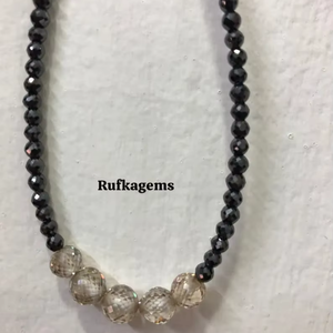 Collar de cuentas de moissanita negra de 3.5 mm y 16 pulgadas |   Collar de cuentas facetadas |   Regalo para Ella - Product Image 1