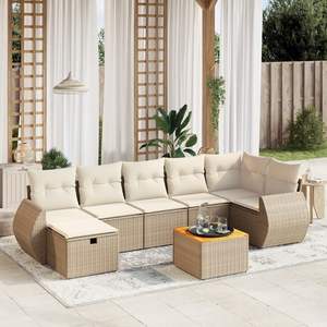 Set Divano da Giardino Beige Crema Bianco - Product Image 1