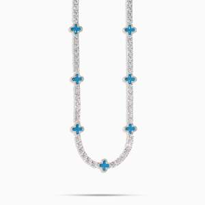 Luxury Cross <b>Statement</b> <b>Necklace</b> 925 Silver Rhodium Plated 14K Gold Plated Brilliant Cut Everyday Wear Unisex Tennis Chain - Product Image 1