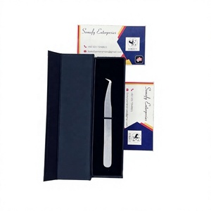 Hot Sale Matte Silver J2 Eyelash Extension Tweezers with Smooth Grip <b>Mink</b> Logo Sustainable Fiber Tips and Volume <b>Lash</b> Tweezer - Product Image 1