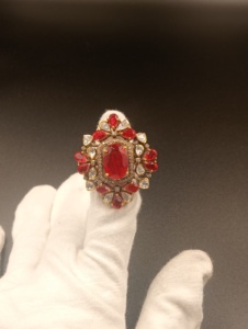 Vintage Flower Shape Red Oval Doublet Classic <b>Cocktail</b> <b>Ring</b> 18K <b>Gold</b> Plated Amaira Jewels Women's Wedding Engagement Jewelry - Product Image 5