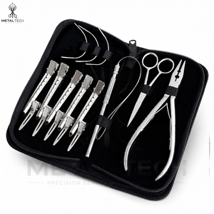 Professional Hair Extension <b>Tool</b> Kit Set With Hair Extension Pliers, Loop Needle, Pulling Hook, Sectioning Clips & Scissors <b>Tool</b> - Product Image 1