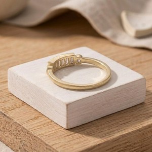 Baguette Cut Lab Grown Diamond With Round Cut Side Stone Eternity <b>Ring</b> Stackable Wedding Band for <b>Couples</b> 10k 14k 18k Solid Gold - Product Image 5