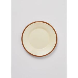 Assiette Plate Moderne Crème avec Bord Marron en Métal Émaillé – Vaisselle de Haute Qualité - Product Image 2