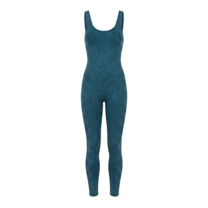 Women's Criss Cross Racer Back High Waist Pickleball <b>Jumpsuit</b> Knitted Spandex/Polyester Full Length Breathable Stretch Fit One - Product Image 2