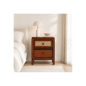 Mid Century Solid Wood Nightstand with Two Drawers Wooden <b>Bedside</b> <b>Table</b> Bedroom Storage Cabinet Custom Furniture Supplier - Product Image 1
