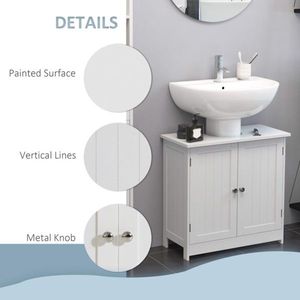 Mobiletto da bagno bianco a 2 ante con ripiano per lavabi da bagno - Product Image 3