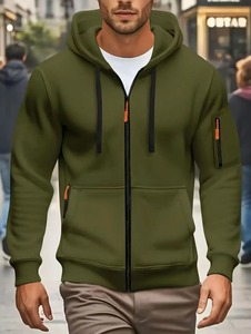 Unisex Winter <b>Zip</b>-<b>Up</b> Front Drawstring Hoodie Long Sleeve Pocket Fleece <b>Jacket</b> Polyester Shell Cotton Lining Casual Sportswear - Product Image 5