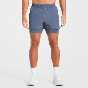 Wholesale Custom Logo Men's Best Quality Sporty Running Shorts Double <b>Layer</b> Quick Dry Breathable & Eco-Friendly Elastic Waist - Product Image 1