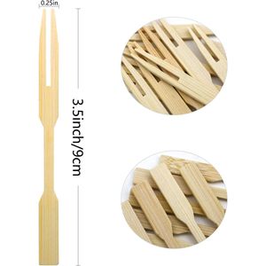 Forchettine da cocktail e antipasti in bambù da 3,5 pollici, mini forchette e stuzzicadenti per cocktail e antipasti - Product Image 3