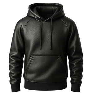 <b>Bike</b> Rider Pu Leather <b>Hoodie</b> Zipper Closure Windproof Moto <b>Bike</b> Riding Outerwear PVC Genuine Leather <b>Hoodies</b> Wholesale OEM ODM - Product Image 3
