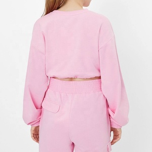 Women's Pink Hooded <b>Tracksuit</b> Set Solid Color Casual Sweatshirt and Ankle-Length Pants Full Sleeve Breathable Cotton Autumn Wear - Product Image 3