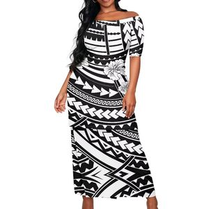 Talla 4XL para mujer, conjunto de 2 piezas Puletasi Samoa para mujer, vestido con hombros descubiertos y manga corta, traje tradicional polinesio para mujer - Product Image 2