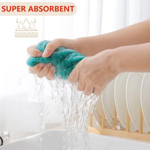 Panni da cucina in spugna di cotone 100% ultra morbidi, ad asciugatura rapida, 30x30 cm, confezione da 6 in verde acqua, asciugamani assorbenti - Product Image 6