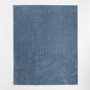 Alfombra india hecha a mano de alta calidad del proveedor directo, diseño moderno de bucle, felpa suave azul sólido brillante y único. - Product Image 1