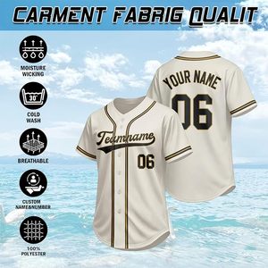 Maillot de baseball personnalisé imprimé et brodé, chemise de baseball boutonnée personnalisée, uniforme d'équipe sportive pour femmes, hommes, jeunes et fans - Product Image 2