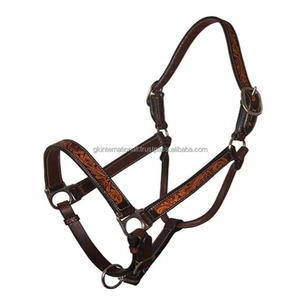 Bandeau de nez de cheval floral en cuir repoussé de qualité supérieure - Product Image 2