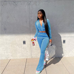 Ensemble de survêtement deux pièces en velours coréen pour femme, avec pantalon large à capuche, idéal pour le sport, les loisirs et la maison - Product Image 3