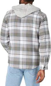 Chaqueta de Franela Estilo Occidental para Hombre, Camisa con Capucha a Cuadros de Algodón, Forro de Sherpa, Bolsillos Grandes con Parches, Premium, Casual de Invierno - Product Image 4