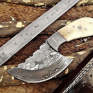 Couteau de camping et de survie en acier Damas fait main, avec lame personnalisée, pour le camping et les activités de plein air, couteau de survie avec étui en cuir gratuit - Product Image 6