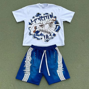 Summer <b>Men</b> Set <b>Short</b> Sleeve <b>T</b>-<b>shirt</b> <b>Shorts</b> Sets 2 Pieces Custom Casual Summer Set <b>Men's</b> Wear cotton Breathable Design OEM/ODM - Product Image 5