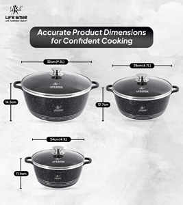 Ensemble de casseroles en granit antiadhésif de luxe au design classique, 6 pièces, avec revêtement multicouche - Product Image 4