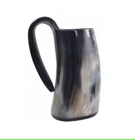 Chope à bière artisanale en corne de buffle, style vintage rustique, pour adultes, cadeau de fête, résistante à la chaleur, à paroi simple