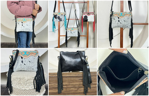Sac à bandoulière pour femme en cuir de vachette véritable, fait main, vintage, personnalisé, avec franges, design classique, nouveau modèle 2026 - Product Image 3