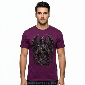 Camiseta Gráfica Morada para Hombre al por Mayor, Estampado de Collage de Periódico 'Outbreak Infected', Fabricante de Ropa Urbana de Algodón Personalizada - Product Image 2