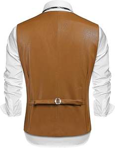 Gilet en cuir pour homme, design personnalisé, haute qualité, tissu tricoté léger, grande taille, style décontracté pour l'hiver, élégant et urbain - Product Image 5