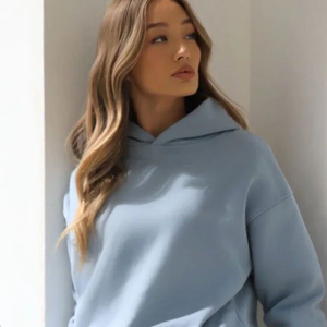 Survêtement à capuche deux pièces pour femme, qualité supérieure, hiver, logo imprimé par transfert thermique personnalisé, 100 % coton - Product Image 3