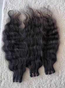 Directement de l'usine indienne Vague droite soyeuse Remy Temple Extensions de trame de cheveux humains Temple brut Cheveux humains indiens - Product Image 3