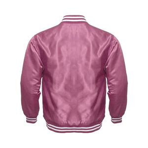<b>Pink</b> Maroon Satin Varsity <b>jacket</b> College Letterman Baseball Premium Quality Varsity <b>Jacket</b> for winter use - Product Image 2