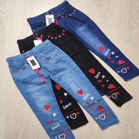 Wholesale Kids Denim Jeans Pants Embroidered Elastic Waist Flare Bell Bottoms Bangladesh Factory Export Surplus Bulk Lot Bundle