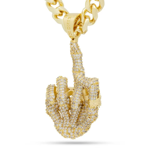 Pendentif Doigt d'Honneur Plaqué avec Micro-Pavé de Strass en Cristal, Breloque Hiphop pour Homme, Cadeau - Product Image 3