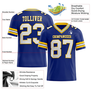 Maillot de football américain personnalisé blanc et jaune en mesh, authentique, vente en gros, vêtements de sport de haute qualité - Product Image 2