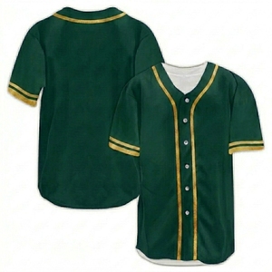 Camiseta de Béisbol Personalizada Unisex para Adultos, Manga Corta, Cuello en V, Negra y Azul, Impresión Sublimada, Transpirable, de Secado Rápido, 300g Poliéster - Product Image 1