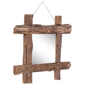 Miroir mural en bois de teck recyclé naturel 19,7 x 19,7 po - Product Image 2