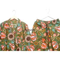 Mayorista de Conjuntos de Pijamas para Mujer 100% Algodón Puro y Transpirable, Talla Grande, Cintura Elástica, Estampado Floral y Animal, Conjunto de Pijama de Longitud Completa