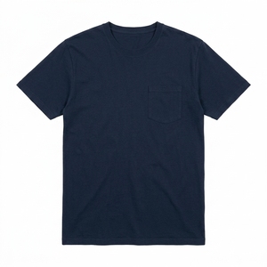 Camiseta Personalizada de Manga Corta Azul para Hombre, Corte Regular, Cuello Redondo, Estilo Casual, Algodón Jersey, Bolsillo Frontal, Color Sólido - Product Image 5