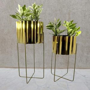 Macetero Metálico Moderno Dorado, Soporte para Macetas, Florero Decorativo de Hierro para Interiores, Hogar, Oficina, Hotel, Entrada, Exhibición de Lujo, Elite - Product Image 6