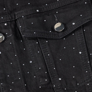 Veste en jean extensible sur mesure pour hommes, en coton, unie, avec strass, pour l'hiver – Vente en gros - Product Image 4