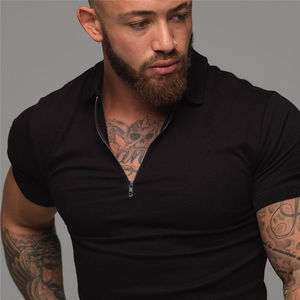 T-shirt de sport d'été pour hommes en gros, séchage rapide, demi-zip, manches courtes, coupe oversize, en tissu tissé, uni et sportif - Product Image 6