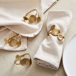 Luxury Gold Metal Napkin Ring Holders for Wedding Reception Table Decor - Elegant Leaf Design Napkin Rings for Hotel Restaurant - Product Image 1