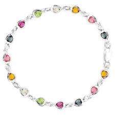 สร้อยข้อเท้ารูปหัวใจทัวร์มาลีนหลากสีสวยงาม เงินแท้ 925 สำหรับผู้หญิงและเด็กผู้หญิง สวมใส่ในโอกาสต่างๆ - Product Image 2