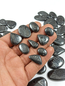 Natural Psilomelane Cabochon Piedra preciosa Mineral negro pulido para la fabricación de joyas coleccionables y artesanía al por mayor a granel - Product Image 3