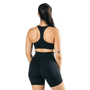 Estilo de cuello de alta calidad Fit Racer Back Binding Less Hem Mujer Medium-Support One Piece Pacific Black Crop Top Sujetador deportivo 2025 - Product Image 3